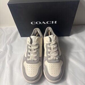 Coach C201 Leather Sneakers Chalk Dove Gray Sizes Mens 7D Womans 8D‎ New $150